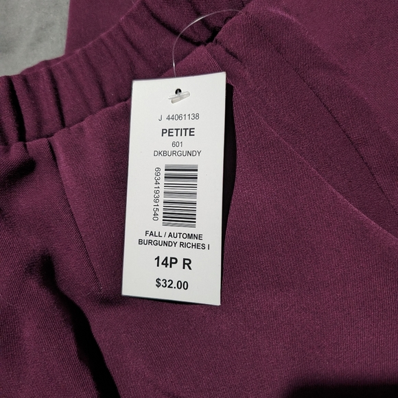 NWT TanJay Womens Burgundy slacks size 14P Elastic waist band casual pants - Picture 7 of 7
